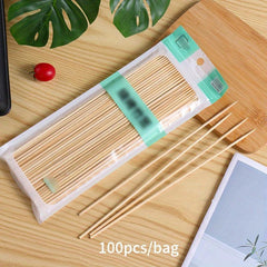 100pcs Disposable BBQ Bamboo Skewers Fruit Vegetable Outdoor Skewers