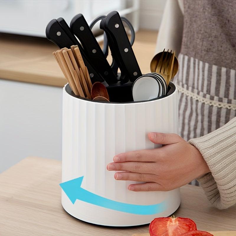 Kitchen Cutlery Block Holder Rotating Universal Storage Rack