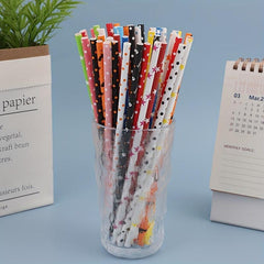 25pcs Colorful Biodegradable Paper Straws for Summer Drinks
