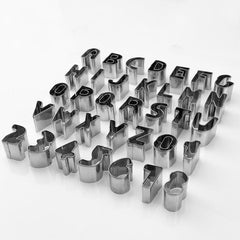 35pcs Alphabet & Numbers Cookie Cutters Stainless Steel Baking Molds