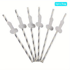 6Pcs Bachelorette Party Disposable Tableware Straw Decor