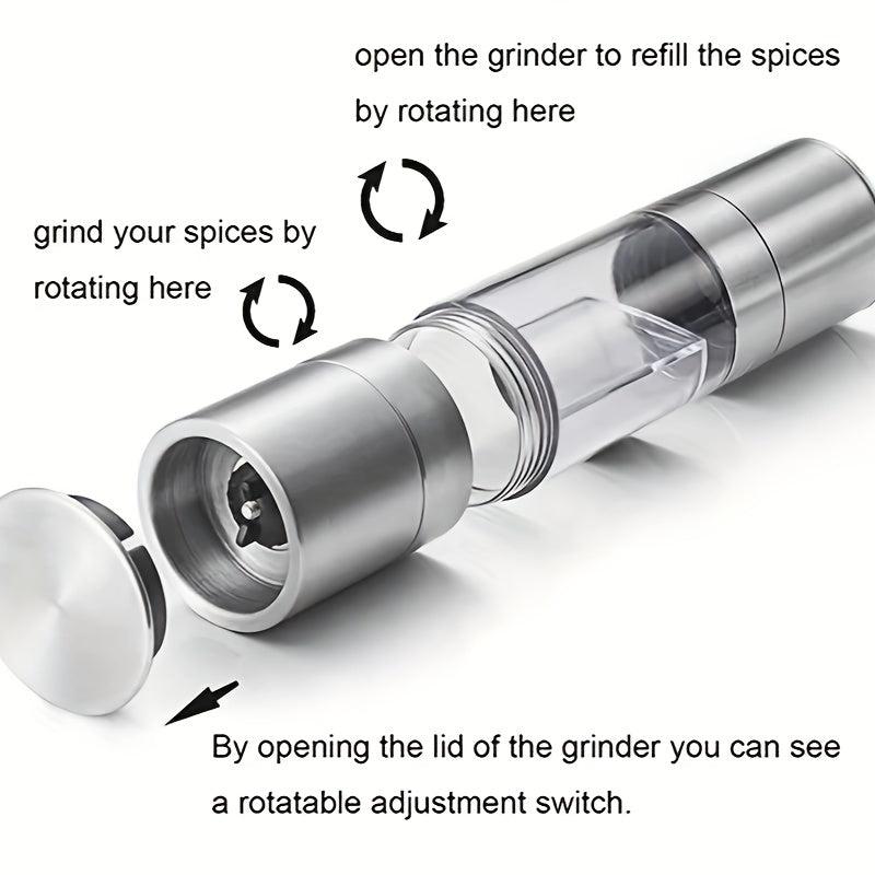 2in1 Salt and Pepper Grinder Stainless Steel Spice Mill Crusher