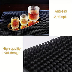 Non Slip Bar Mat & Wine Opener Set, Waterproof PVC Soft Rubber Coffee Spill Mat