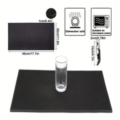 Non Slip Bar Mat & Wine Opener Set, Waterproof PVC Soft Rubber Coffee Spill Mat