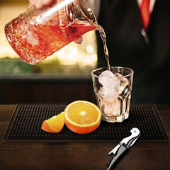 Non Slip Bar Mat & Wine Opener Set, Waterproof PVC Soft Rubber Coffee Spill Mat