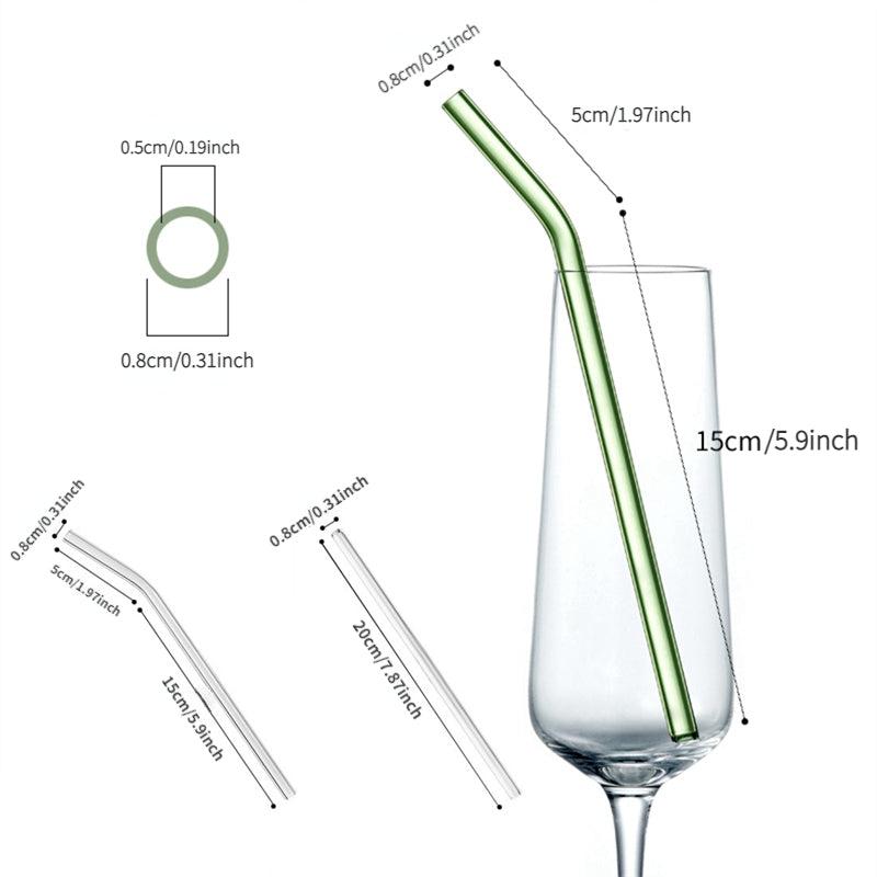 8pcs 20 0 Reusable Glass Straw Set Healthy Eco Friendly Drinking Straw