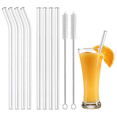 8pcs 20 0 Reusable Glass Straw Set Healthy Eco Friendly Drinking Straw