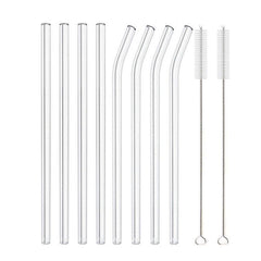 8pcs 20 0 Reusable Glass Straw Set Healthy Eco Friendly Drinking Straw