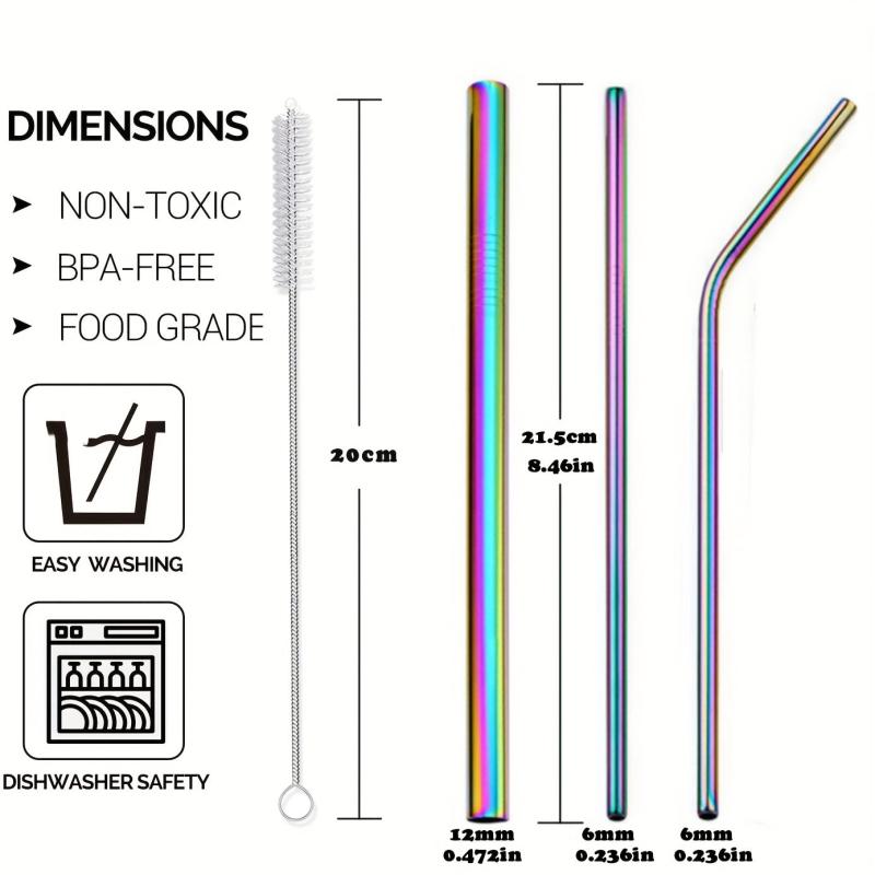 5pcs Stainless Steel Straws Reusable Drinking Straw Set