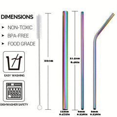 5pcs Stainless Steel Straws Reusable Drinking Straw Set