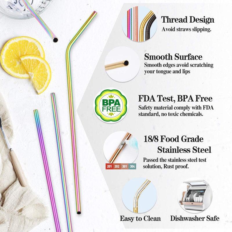 5pcs Stainless Steel Straws Reusable Drinking Straw Set