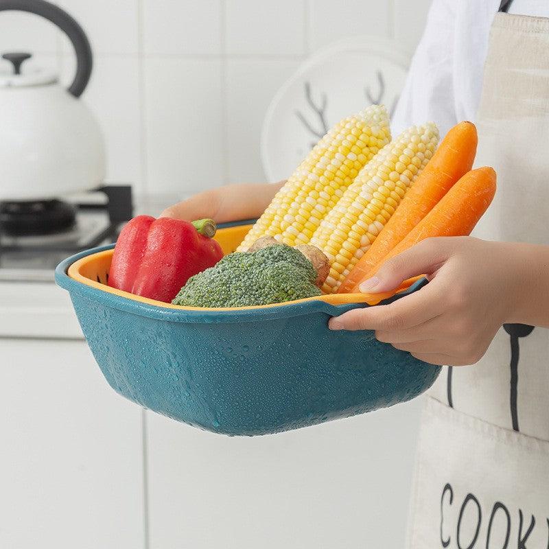 2pcs Double Layer Drain Basket Plastic Strainer