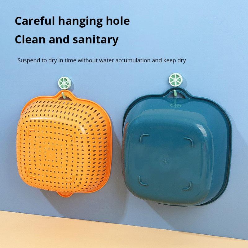 2pcs Double Layer Drain Basket Plastic Strainer