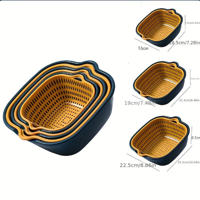 2pcs Double Layer Drain Basket Plastic Strainer
