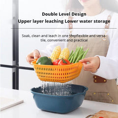 2pcs Double Layer Drain Basket Plastic Strainer