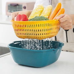 2pcs Double Layer Drain Basket Plastic Strainer