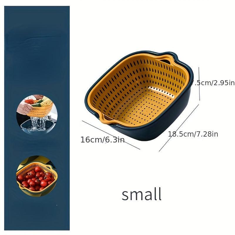 2pcs Double Layer Drain Basket Plastic Strainer
