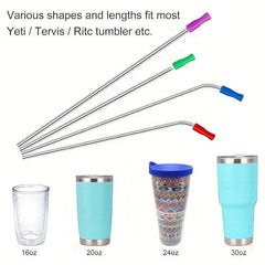 26pcs Reusable Stainless Steel Metal Straws Set with Silicone Tips & Travel Case