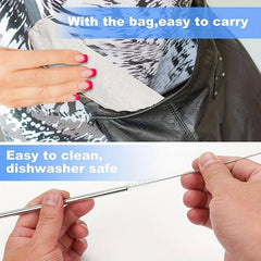 26pcs Reusable Stainless Steel Metal Straws Set with Silicone Tips & Travel Case