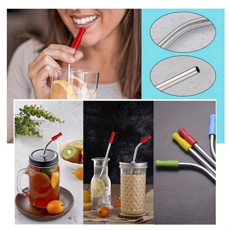 26pcs Reusable Stainless Steel Metal Straws Set with Silicone Tips & Travel Case