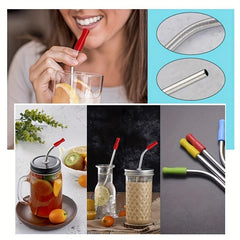 26pcs Reusable Stainless Steel Metal Straws Set with Silicone Tips & Travel Case