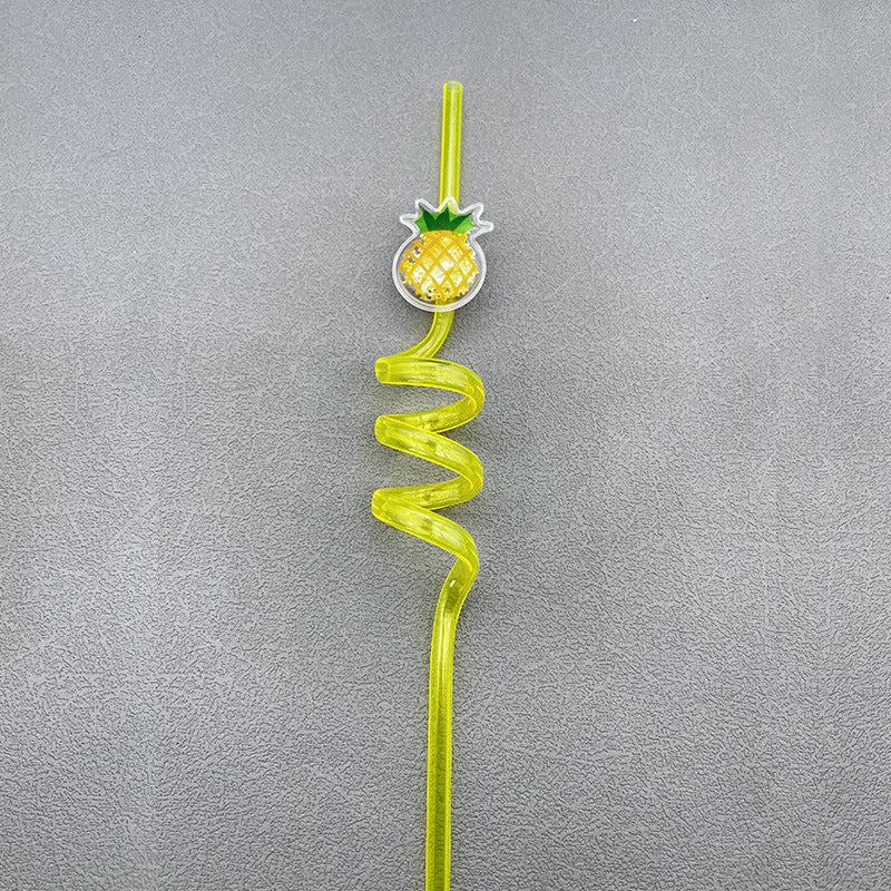 6pcs Sequin Fruit Shaped Straws for Kids' Parties Milk Teas