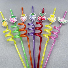 6pcs Sequin Fruit Shaped Straws for Kids' Parties Milk Teas