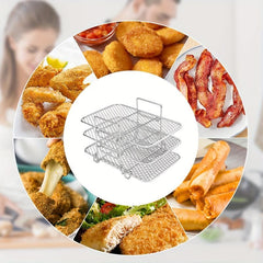 Air Fryer Rack With 50 Liners Sheets Stainless Steel Air Fryer Grill Rack