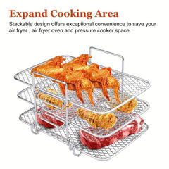 Air Fryer Rack With 50 Liners Sheets Stainless Steel Air Fryer Grill Rack