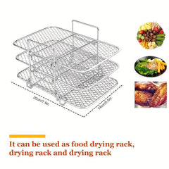 Air Fryer Rack With 50 Liners Sheets Stainless Steel Air Fryer Grill Rack