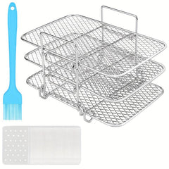 Air Fryer Rack With 50 Liners Sheets Stainless Steel Air Fryer Grill Rack