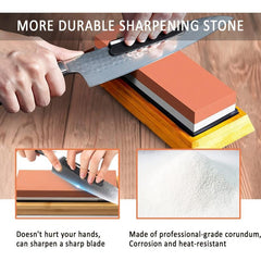 2 Sided Sharpening Stone Kit with Bamboo Base