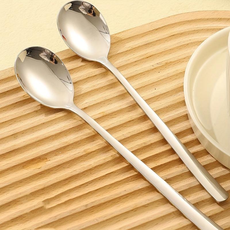 12pcs Stainless Steel Soup Spoons with Long Handles for Kitchen and Restaurant