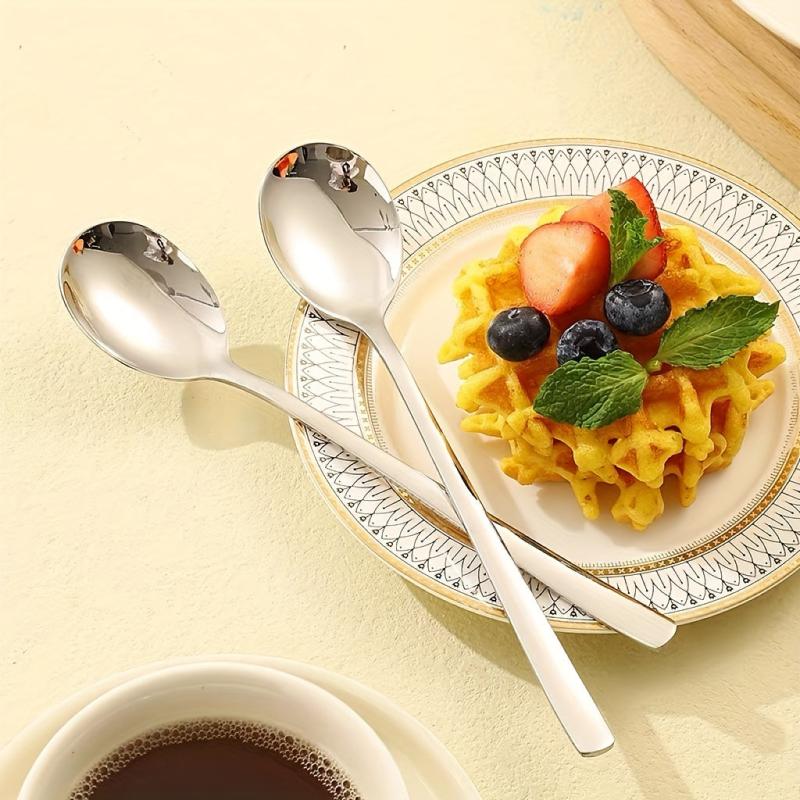 12pcs Stainless Steel Soup Spoons with Long Handles for Kitchen and Restaurant