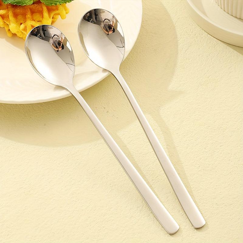 12pcs Stainless Steel Soup Spoons with Long Handles for Kitchen and Restaurant