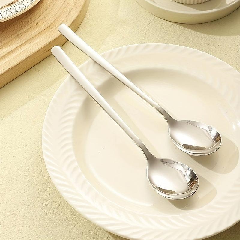 12pcs Stainless Steel Soup Spoons with Long Handles for Kitchen and Restaurant