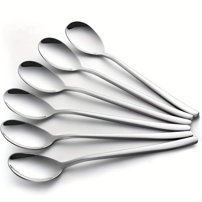12pcs Stainless Steel Soup Spoons with Long Handles for Kitchen and Restaurant