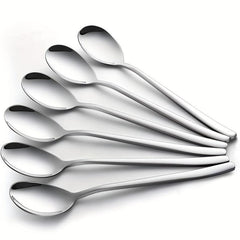 12pcs Stainless Steel Soup Spoons with Long Handles for Kitchen and Restaurant