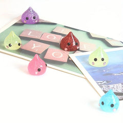10pcs Water Drop Magnetic Sticker - Jelly Smile Face Steamed Bun