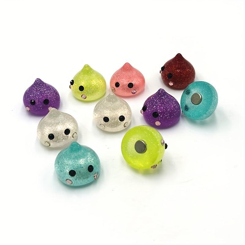 10pcs Water Drop Magnetic Sticker - Jelly Smile Face Steamed Bun