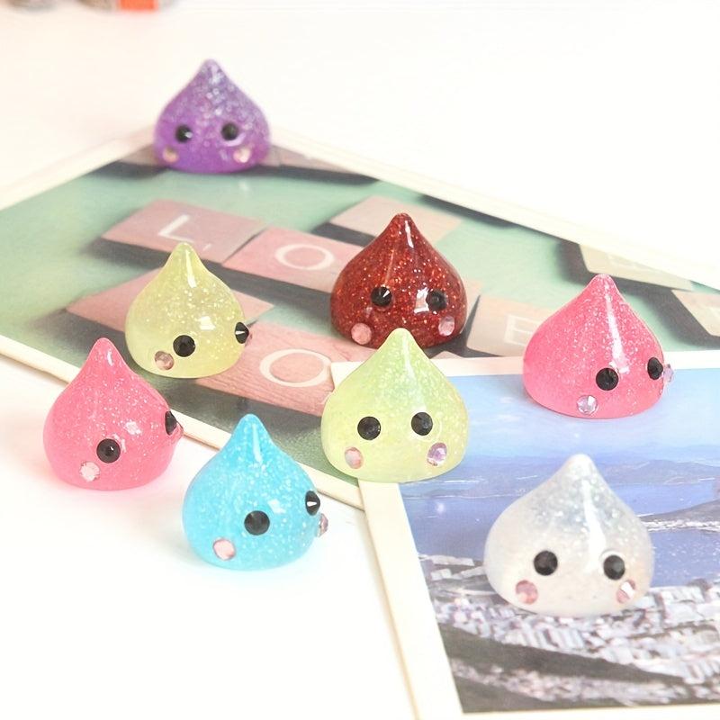 10pcs Water Drop Magnetic Sticker - Jelly Smile Face Steamed Bun