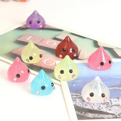 10pcs Water Drop Magnetic Sticker - Jelly Smile Face Steamed Bun