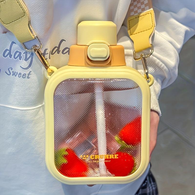 Mini Lightweight Translucent Water Bottle With Straw Leak Proof Portable