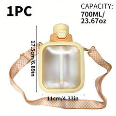 Mini Lightweight Translucent Water Bottle With Straw Leak Proof Portable