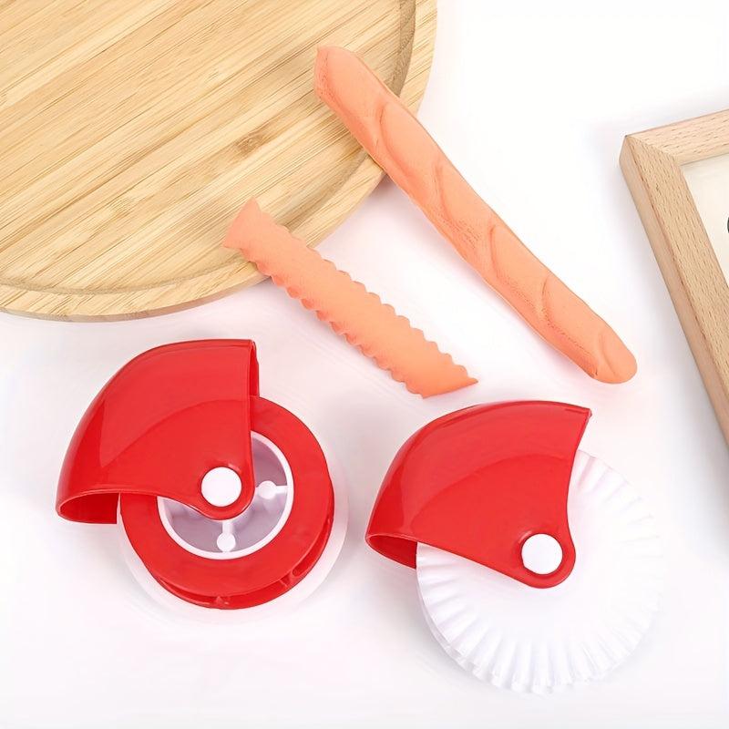 Manual Roller Cutter for Pasta Pizza Pastry Noodle Lattice Cutter Baking