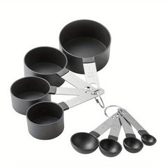 8pcs Measuring Cups & Spoons Set Stainless Steel Handle Accurate Teaspoon Kitche