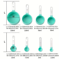 8pcs Measuring Cups & Spoons Set Stainless Steel Handle Accurate Teaspoon Kitche