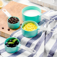 8pcs Measuring Cups & Spoons Set Stainless Steel Handle Accurate Teaspoon Kitche