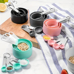 8pcs Measuring Cups & Spoons Set Stainless Steel Handle Accurate Teaspoon Kitche