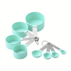 8pcs Measuring Cups & Spoons Set Stainless Steel Handle Accurate Teaspoon Kitche